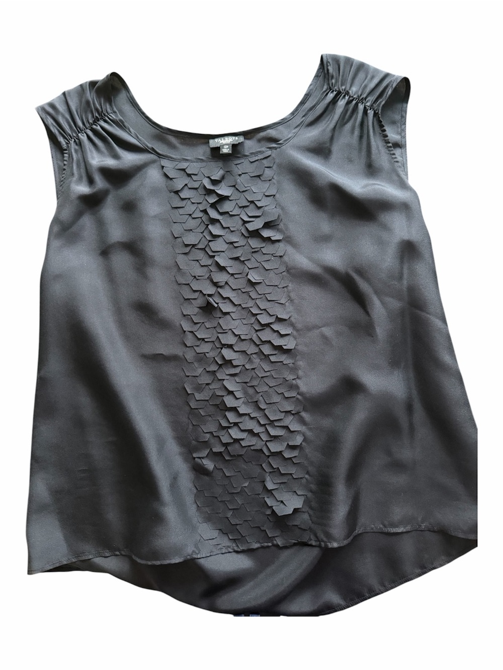 TALBOTS Black 100% Silk Textured Appliqué Sleeveless Top Blouse | 12P
